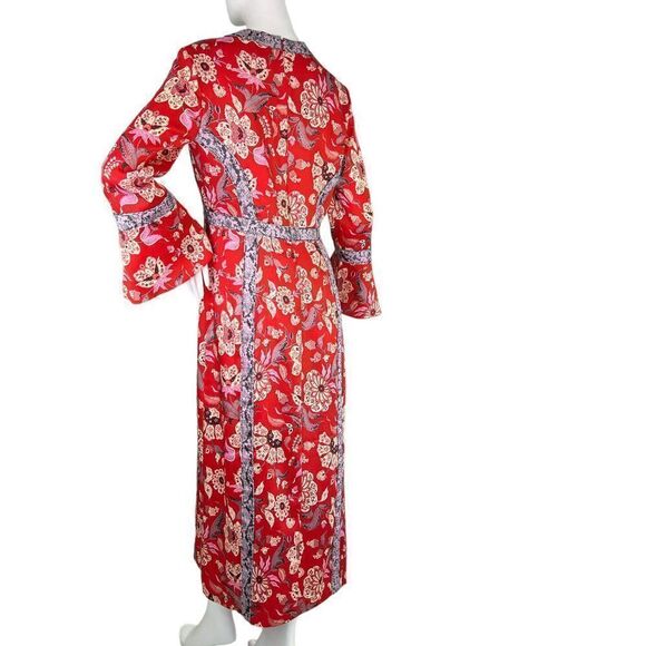 Cinq a Sept Smyth Venetian Red Floral High Slit Midi Dress Size 6 New with Tags - Picture 6 of 13